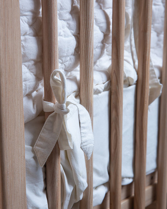 Aplito Baby Cot Bumper-Ivory-100% Organic Poplin Cotton-For Infants