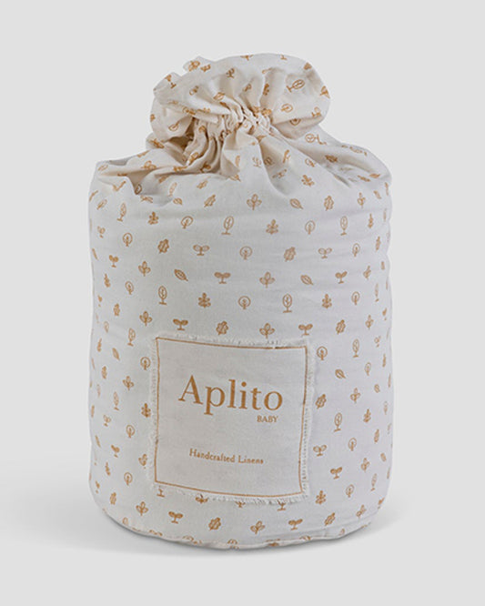 Aplito Baby Cot Bumper-Ivory-100% Organic Poplin Cotton-For Infants