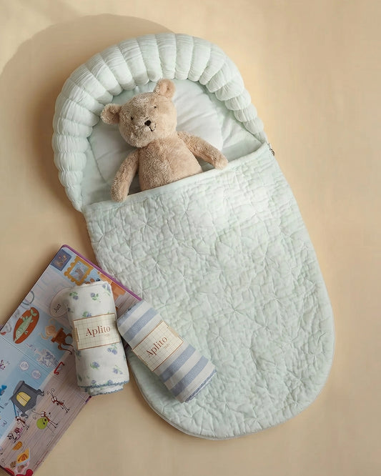 Aplito Baby Carrier Sleeping Bag-Comfort Cloud-100% Organic Cotton-Sage-Newborn Bed