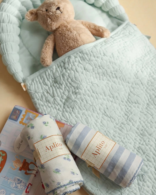 Aplito Baby Carrier Sleeping Bag-Comfort Cloud-100% Organic Cotton-Sage-Newborn Bed