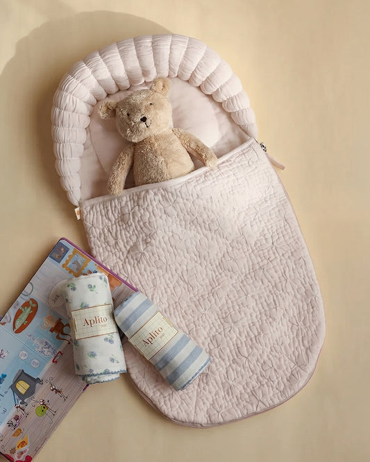 Aplito Baby Carrier Sleeping Bag-Comfort Cloud-100% Organic Cotton-Peach-Newborn Bed
