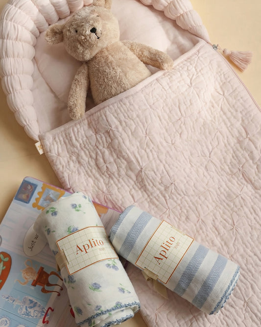 Aplito Baby Carrier Sleeping Bag-Comfort Cloud-100% Organic Cotton-Peach-Newborn Bed