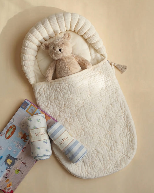 Aplito Baby Carrier Sleeping Bag-Comfort Cloud-100% Organic Cotton-Natural-Newborn Bed