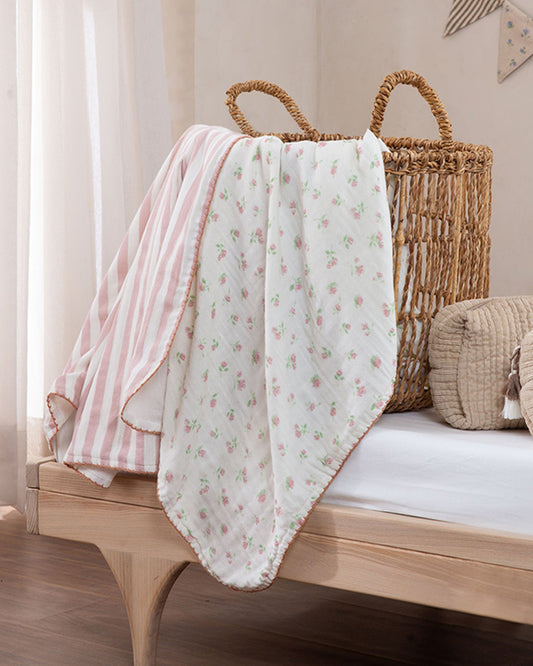 Aplito Baby Swaddle Set-Rosy Whisper-100% Organic Muslin Cotton-White & Pastel Pink-Pack of 2-For Infants