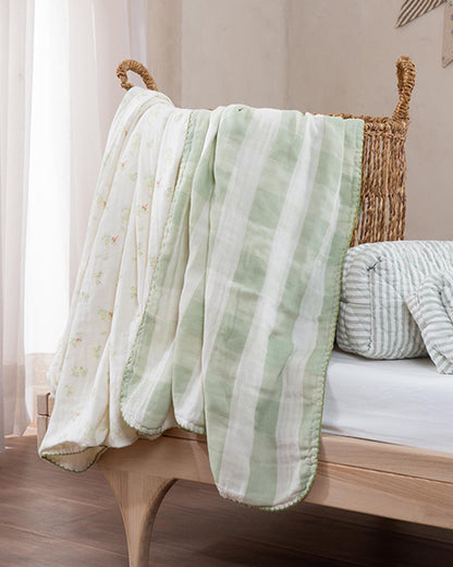 Aplito Baby Swaddle Set-Bows and Green-100% Organic Muslin Cotton-White & Mint-Pack of 2-For Infants