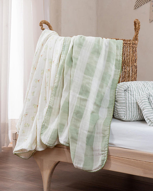 Aplito Baby Swaddle Set-Bows and Green-100% Organic Muslin Cotton-White & Mint-Pack of 2-For Infants