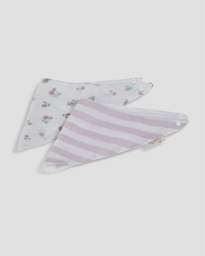 Aplito Muslin Bandana Bib-Rosy Whisper-Cotton-Snap Button-Pack of 2-0 to 6M