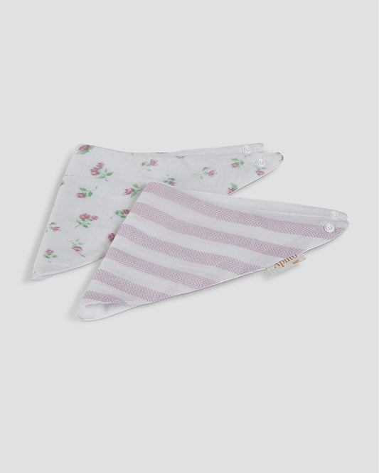 Aplito Muslin Bandana Bib-Rosy Whisper-Cotton-Snap Button-Pack of 2-0 to 6M