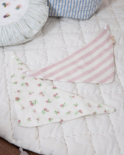 Aplito Muslin Bandana Bib-Rosy Whisper-Cotton-Snap Button-Pack of 2-0 to 6M