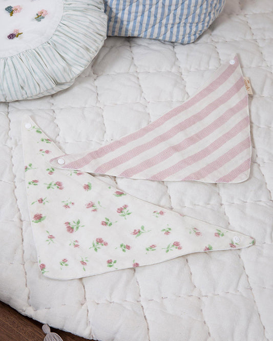 Aplito Muslin Bandana Bib-Rosy Whisper-Cotton-Snap Button-Pack of 2-0 to 6M