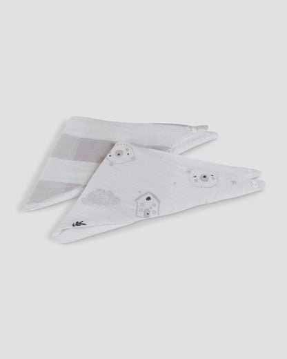 Aplito Muslin Bandana Bib-Bear Love-Cotton-Snap Button-Pack of 2-0 to 6M