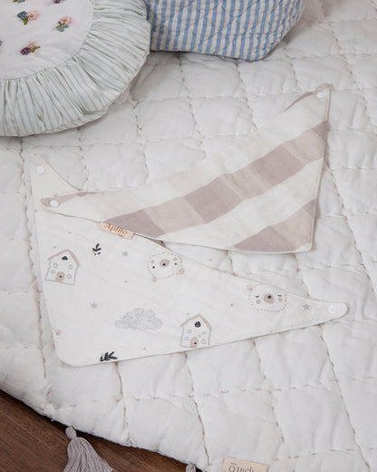 Aplito Muslin Bandana Bib-Bear Love-Cotton-Snap Button-Pack of 2-0 to 6M