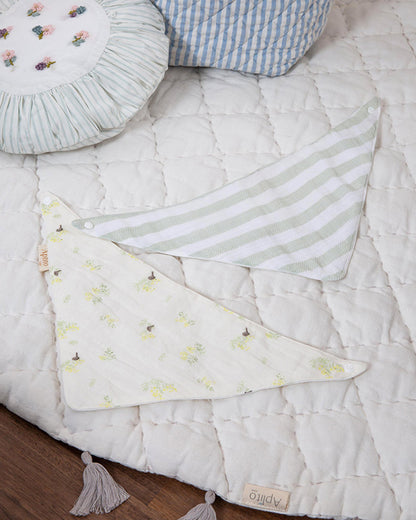 Aplito Muslin Bandana Bib-Bows and Greens-Cotton-Snap Button-Pack of 2-0 to 6M