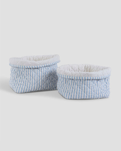 Aplito Baby Quilted Storage Basket Set-Bluebell Stripes-Perfect Storage Bag For Toys, Diapers & Clothes