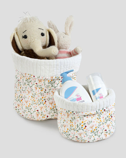 Aplito Baby Quilted Storage Basket Set-Sweet Meadows-Perfect Storage Bag For Toys, Diapers & Clothes