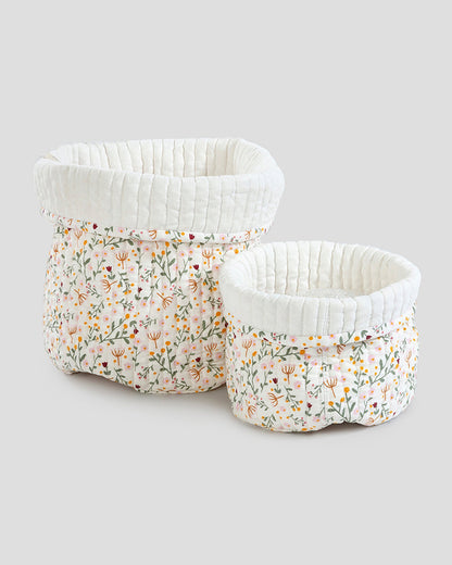 Aplito Baby Quilted Storage Basket Set-Sweet Meadows-Perfect Storage Bag For Toys, Diapers & Clothes