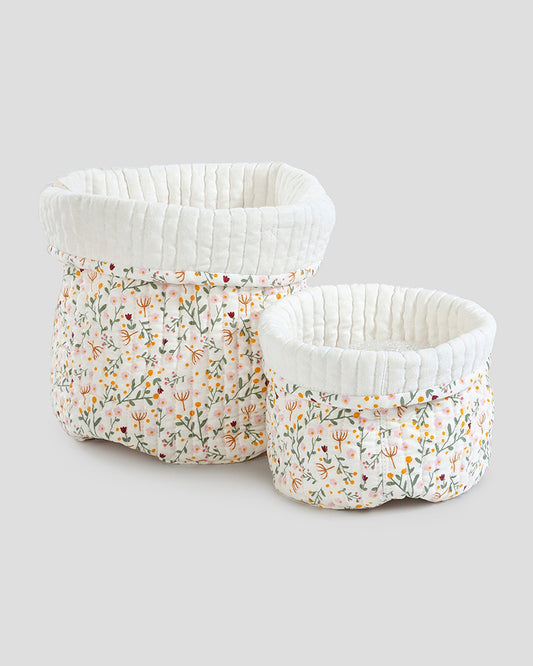 Aplito Baby Quilted Storage Basket Set-Sweet Meadows-Perfect Storage Bag For Toys, Diapers & Clothes
