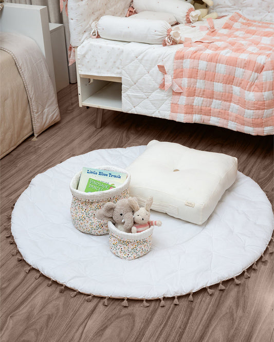 Aplito Baby Quilted Storage Basket Set-Sweet Meadows-Perfect Storage Bag For Toys, Diapers & Clothes