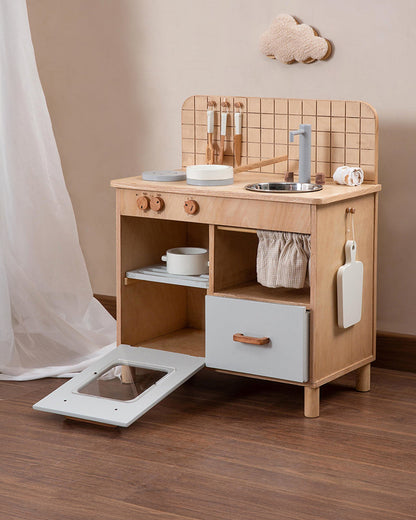 Aplito Tiny Chef's Kitchen-Pretend & Play Toy-Made From Birch Wood-Encourage Imaginative Play-24M+