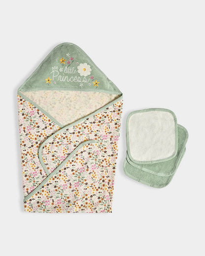 Mi Arcus Hooded Baby Bath Towel Set-With 3 Face Washers-Lightweight & Breathable-Little Princess