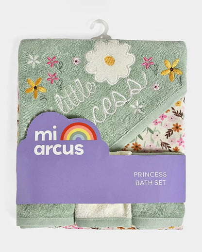 Mi Arcus Hooded Baby Bath Towel Set-With 3 Face Washers-Lightweight & Breathable-Little Princess