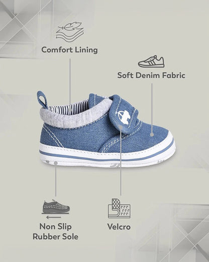 Mi Arcus Blue Velcro Pre-Walker Booties-For Infants