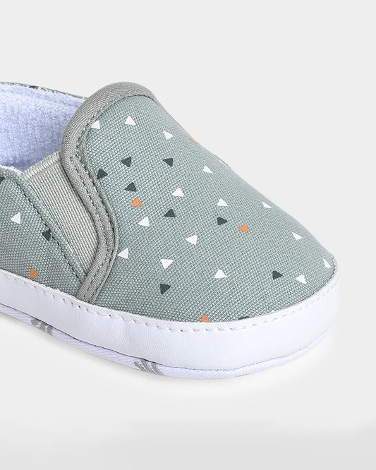 Mi Arcus Sage Green Slip On Pre-Walker Shoes-For Infants