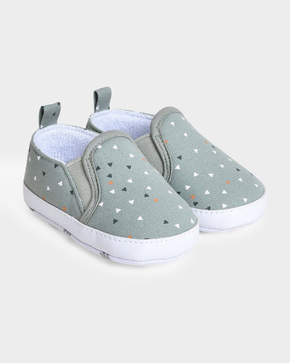 Mi Arcus Sage Green Slip On Pre-Walker Shoes-For Infants