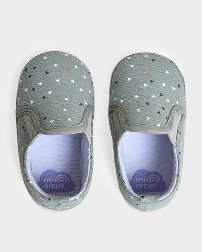 Mi Arcus Sage Green Slip On Pre-Walker Shoes-For Infants