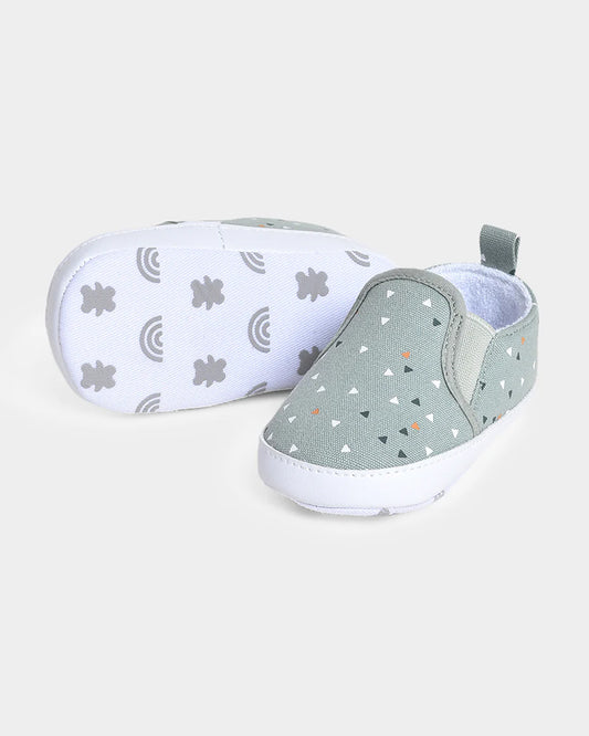 Mi Arcus Sage Green Slip On Pre-Walker Shoes-For Infants