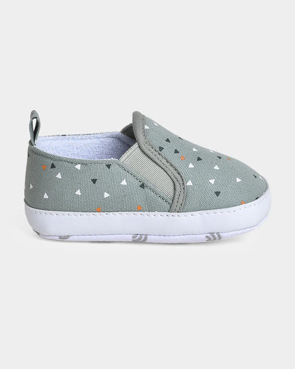 Mi Arcus Sage Green Slip On Pre-Walker Shoes-For Infants