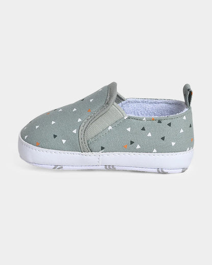 Mi Arcus Sage Green Slip On Pre-Walker Shoes-For Infants