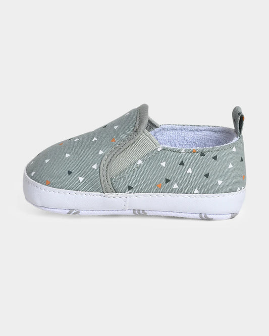 Mi Arcus Sage Green Slip On Pre-Walker Shoes-For Infants