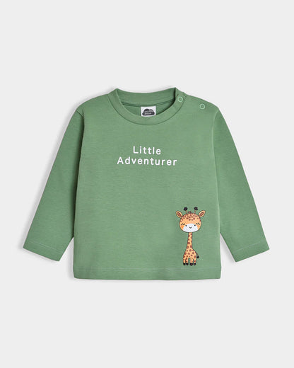 Mi Arcus Sage Green T-shirt-Little Adventurer-Cotton-For Infants