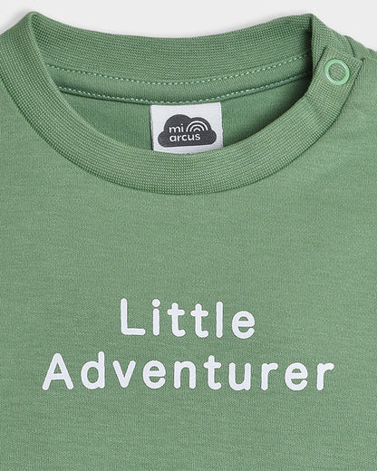 Mi Arcus Sage Green T-shirt-Little Adventurer-Cotton-For Infants