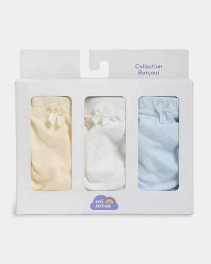 Mi Arcus Light Blue, Skin & White Panties-Solid-Cotton-Pack of 3-For Infants