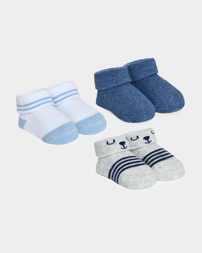 Mi Arcus Blue Socks-Solid-Cotton-Pack of 3-For Infants