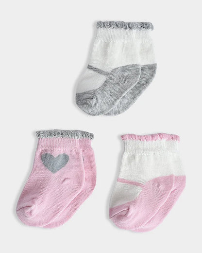 Mi Arcus Pink Socks-Solid-Cotton-Pack of 3-For Infants