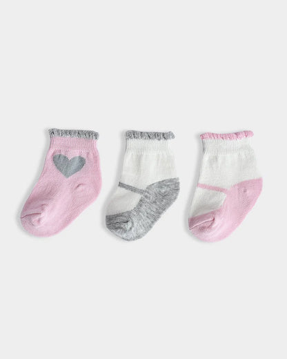 Mi Arcus Pink Socks-Solid-Cotton-Pack of 3-For Infants