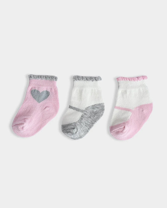 Mi Arcus Pink Socks-Solid-Cotton-Pack of 3-For Infants