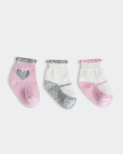 Mi Arcus Pink Socks-Solid-Cotton-Pack of 3-For Infants