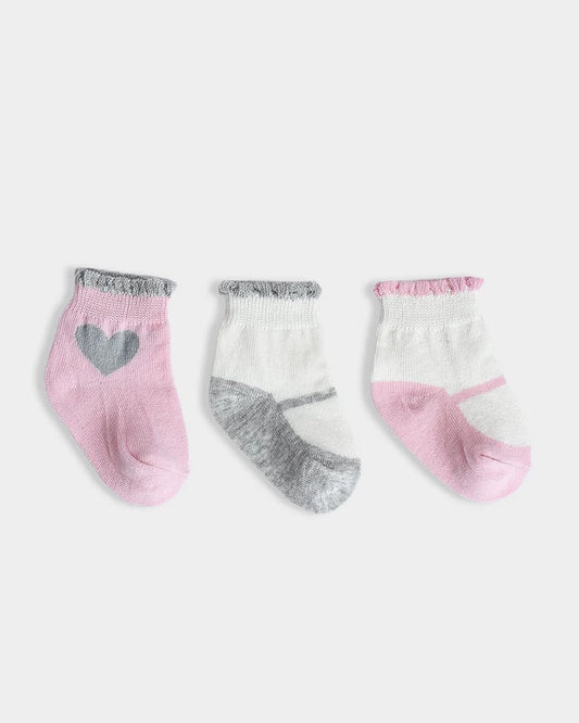 Mi Arcus Pink Socks-Solid-Cotton-Pack of 3-For Infants