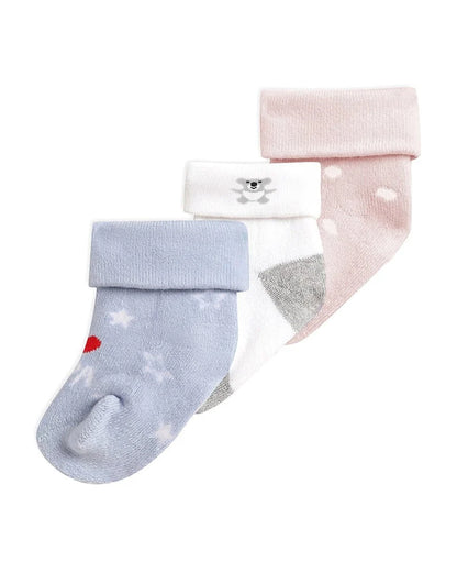 Mi Arcus Lilac, Peach & White Socks-Other Prints-Bamboo Cotton-Pack of 3-For Infants