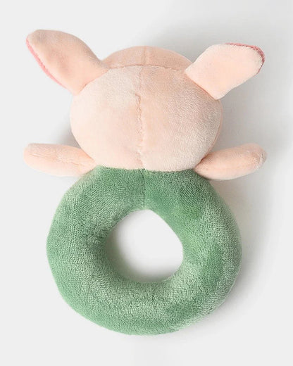 Mi Arcus Farm Friends Pink & Green Oink Ring Rattle Toy-Improves Sensory Growth-For Infants