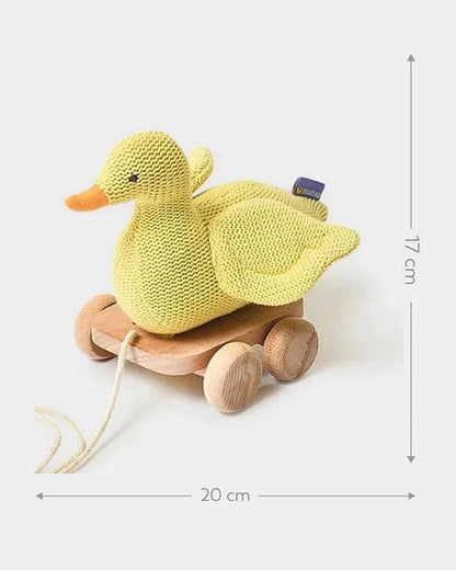 Mi Arcus Duck With Wooden Cart-Push & Pull Toy-Improves Motor Skills-6M+