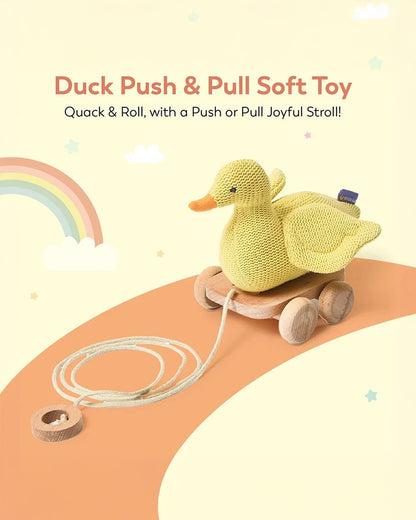Mi Arcus Duck With Wooden Cart-Push & Pull Toy-Improves Motor Skills-6M+