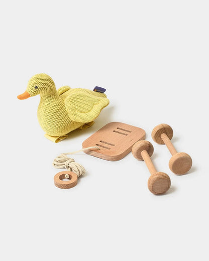 Mi Arcus Duck With Wooden Cart-Push & Pull Toy-Improves Motor Skills-6M+