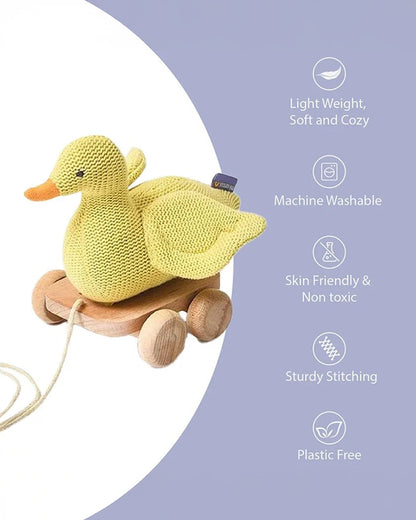 Mi Arcus Duck With Wooden Cart-Push & Pull Toy-Improves Motor Skills-6M+