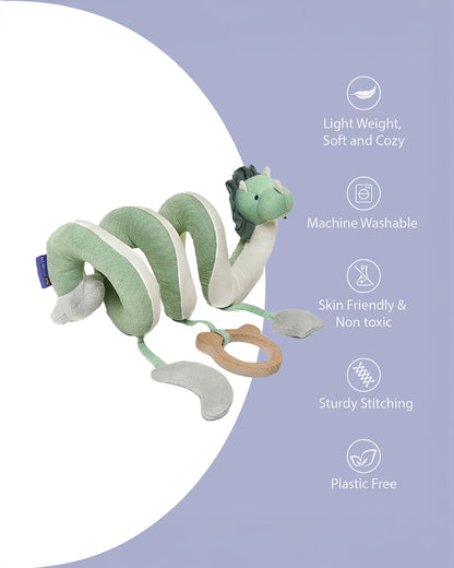 Mi Arcus Farm Friends Spiral Activity Soft Toy-Attached Rattle-Wraps Around Cot Bars & Strollers-Plush Cuddly Toy Newborn