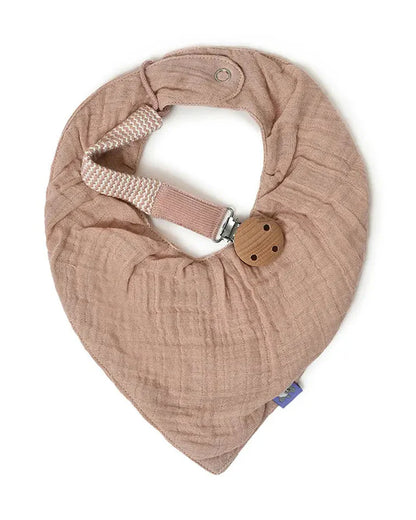 Mi Arcus Muslin Drool Bib Pacifier Band Set-Pink-0 to 3M